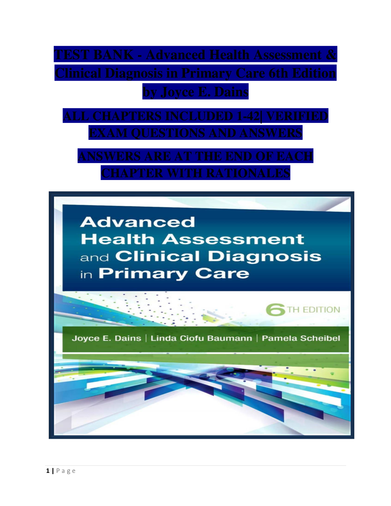 Advanced Health Assessment & Clinical Diagnosis in Primary Care, 6th Edition Test Bank