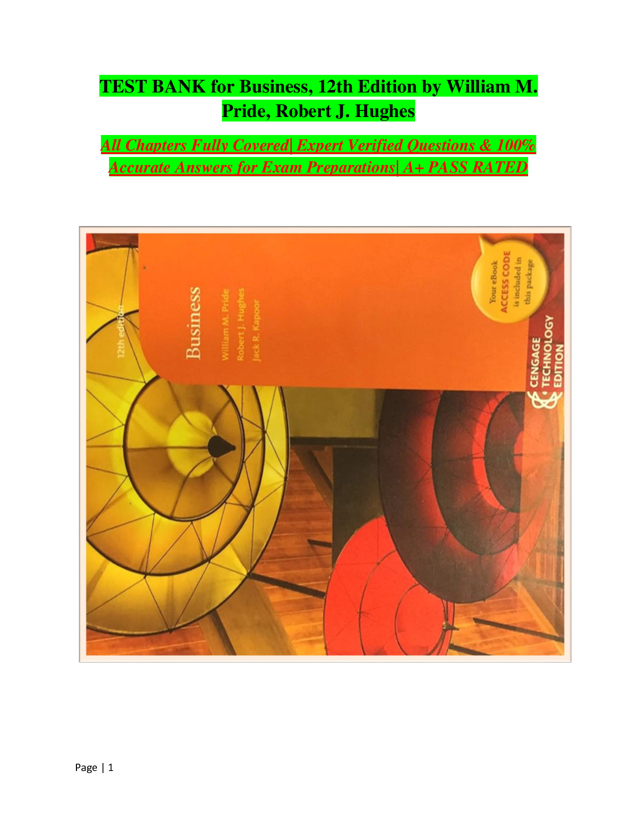 Business, 12th Edition Test Bank by Pride & Hughes