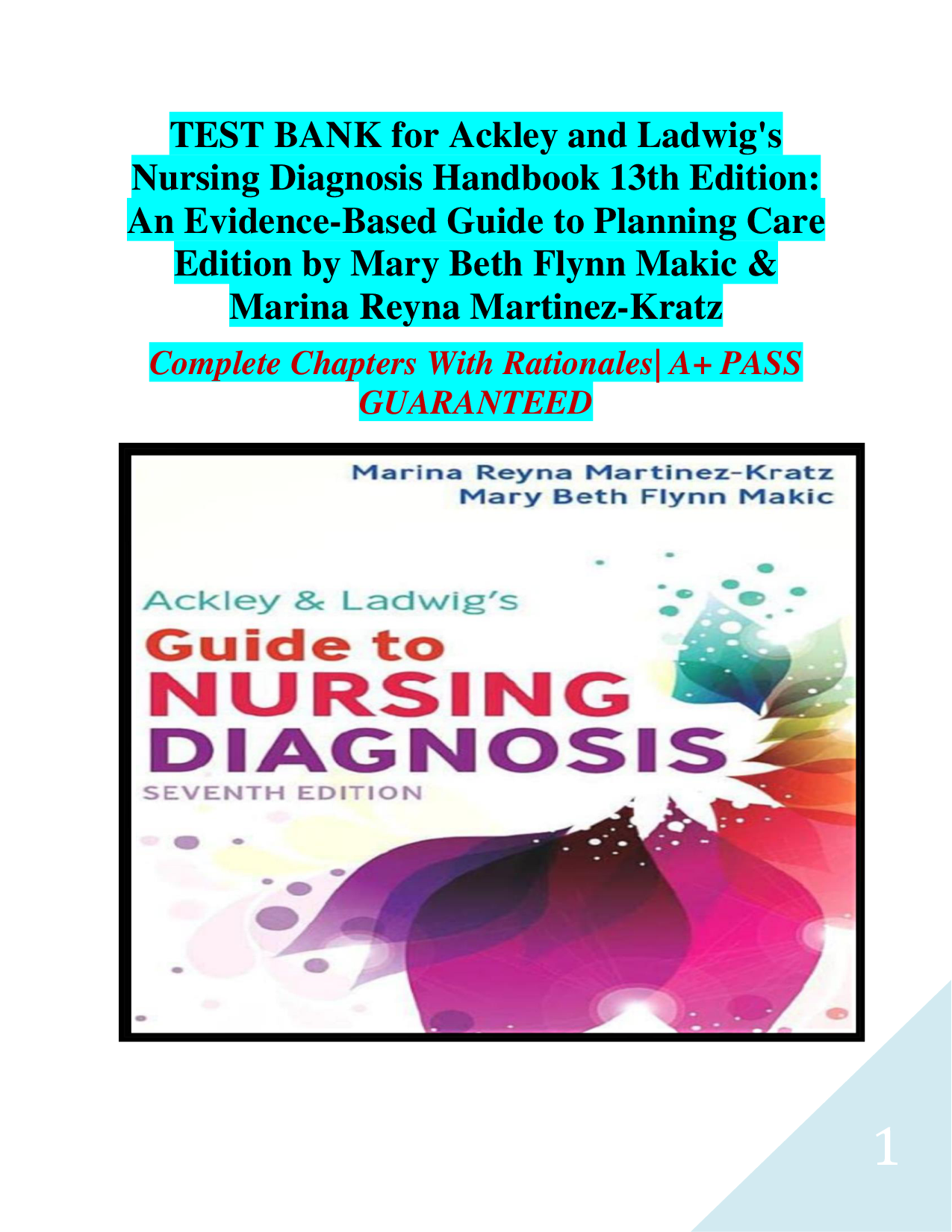 Ackley and Ladwig's Nursing Diagnosis Handbook, 13th Edition Test Bank
