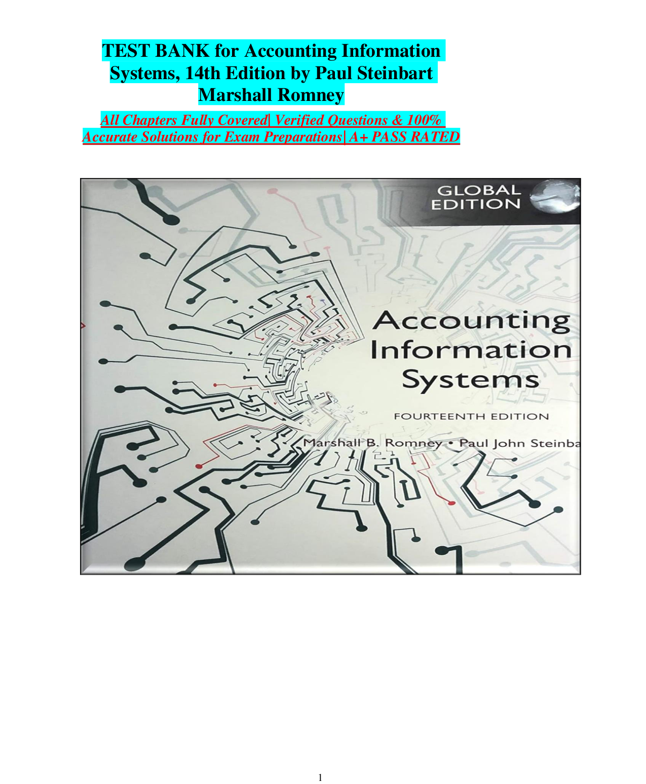 Accounting Information Systems, 14th Edition Test Bank by Steinbart & Romney