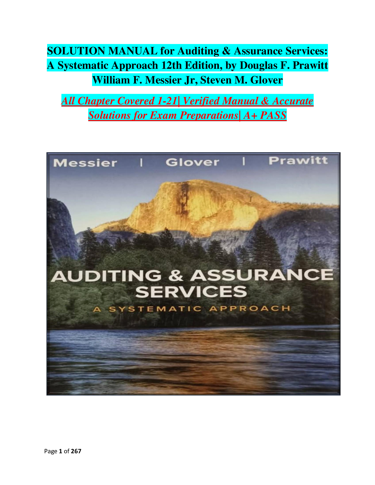 Auditing & Assurance Services: A Systematic Approach, 12th Edition Solution Manual