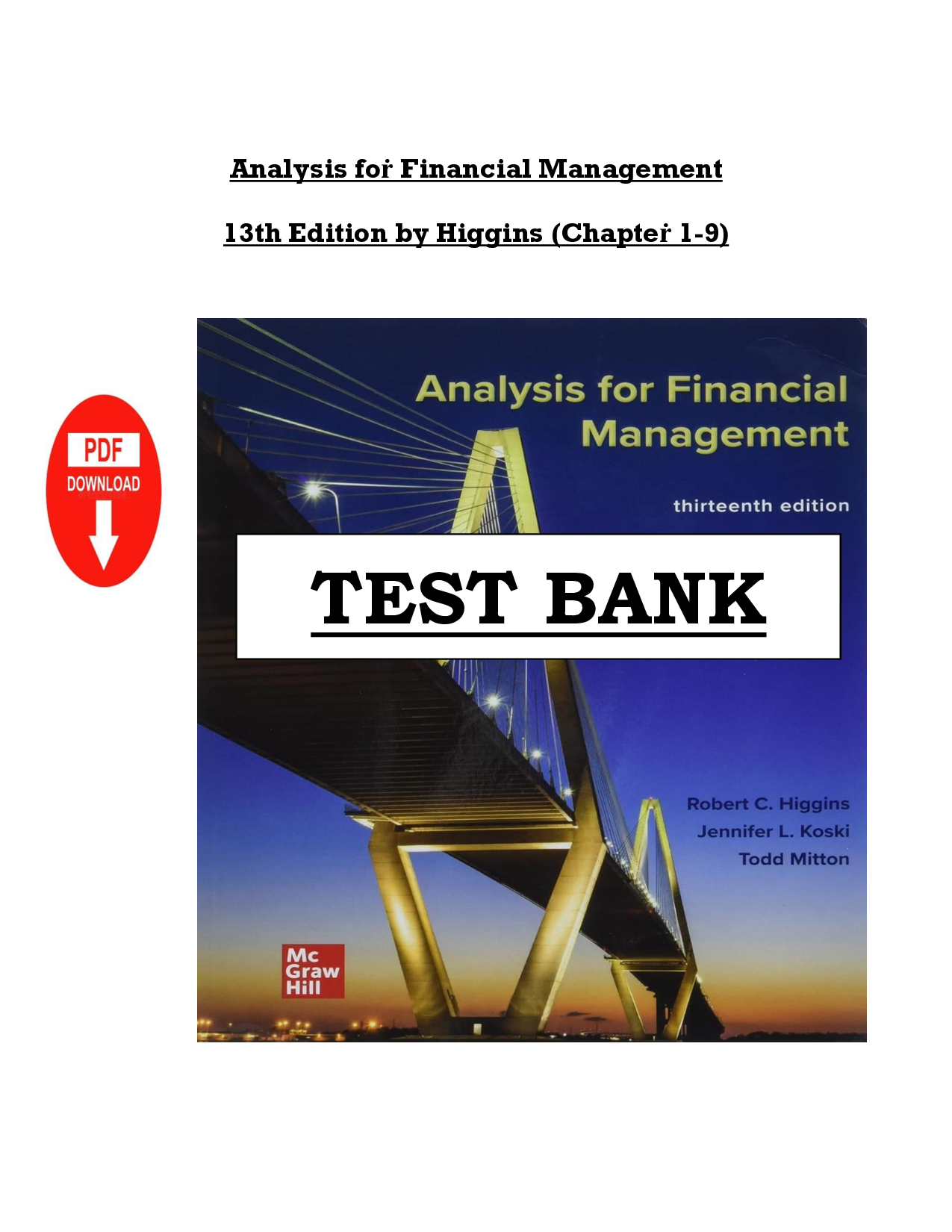 Analysis for Financial Management, 13th Edition Test Bank