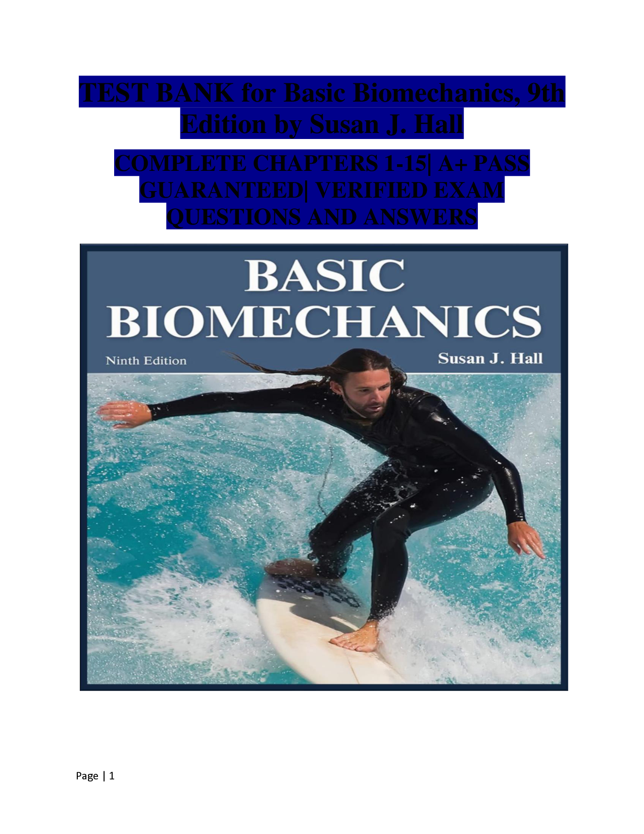 Basic Biomechanics, 9th Edition Test Bank by Susan J. Hall