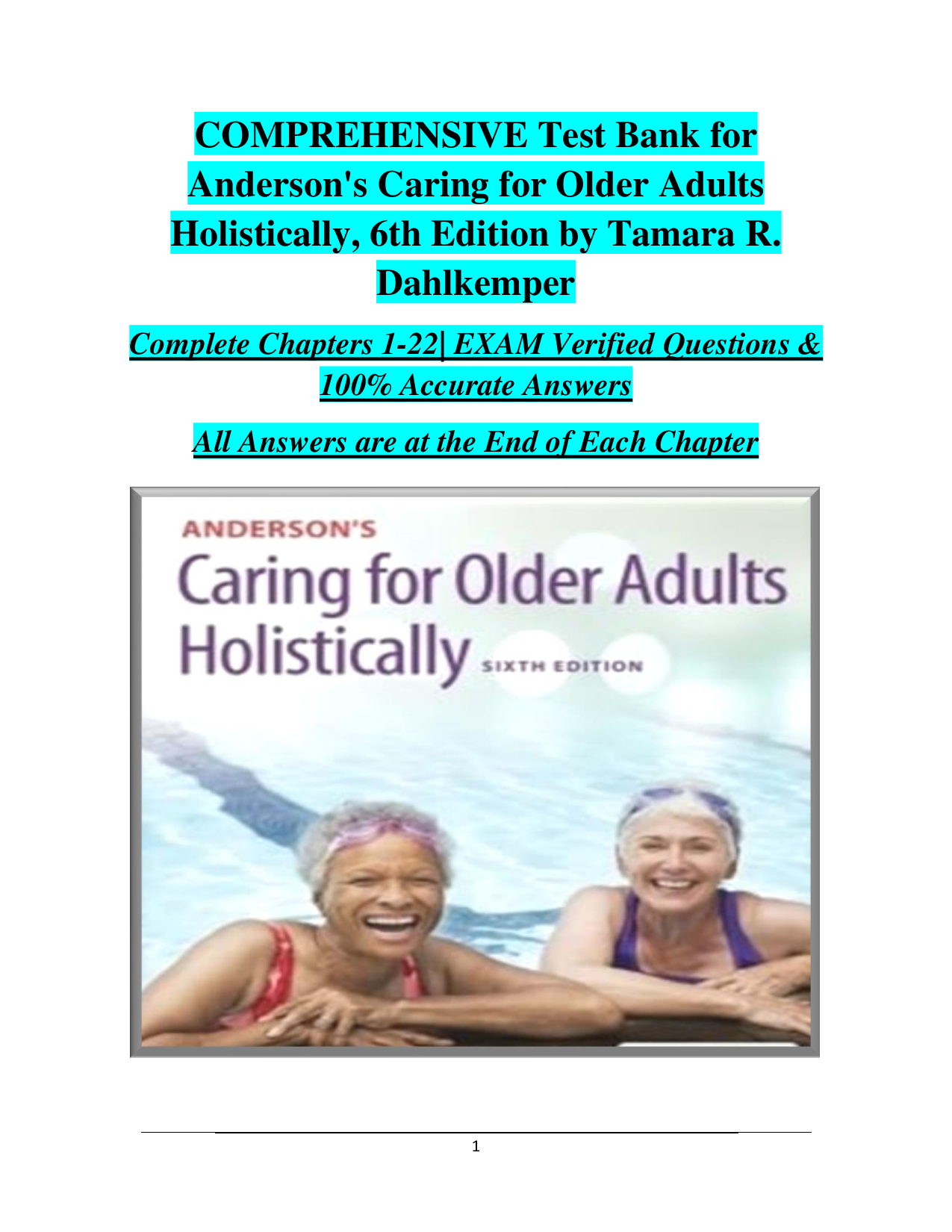 Anderson's Caring for Older Adults Holistically, 6th Edition Test Bank