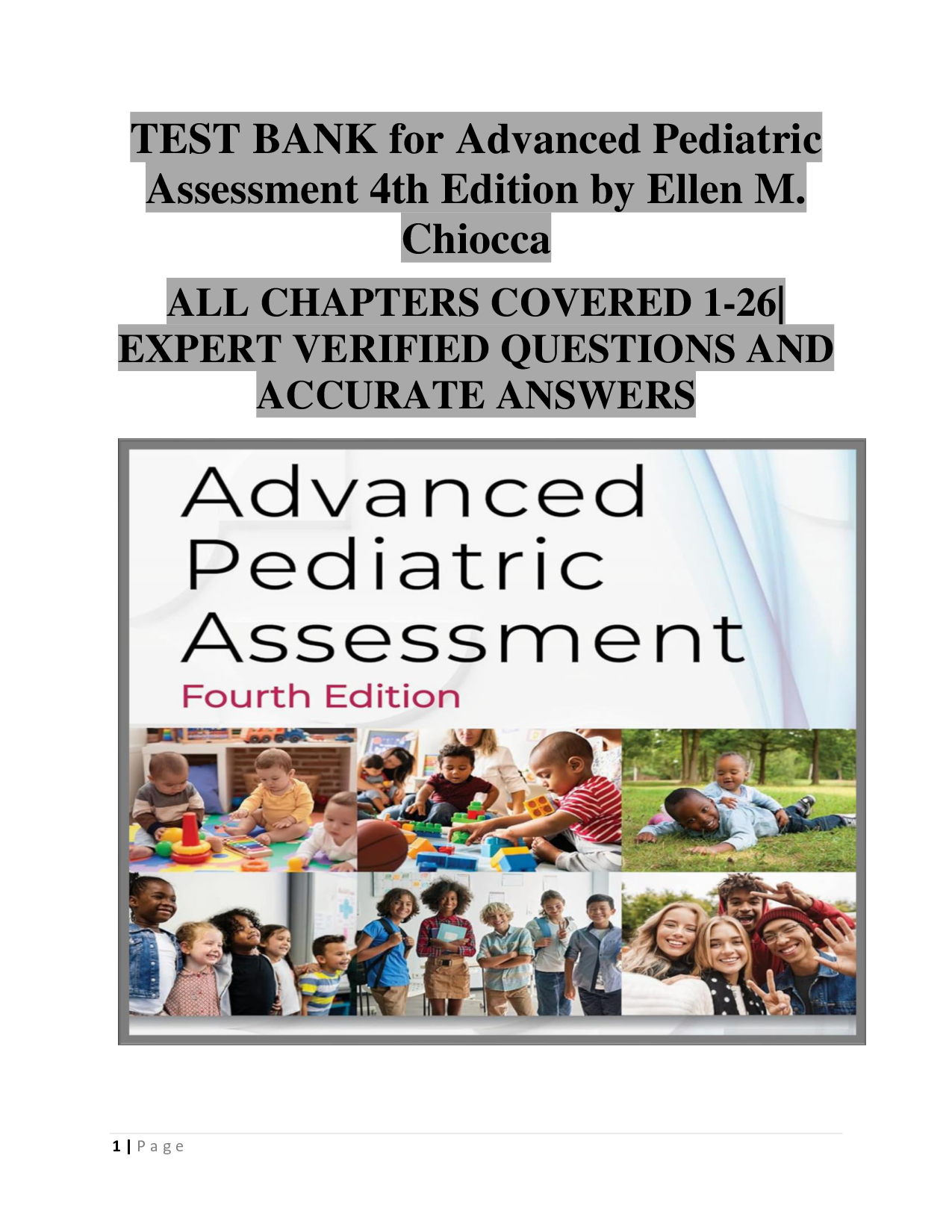 Advanced Pediatric Assessment, 4th Edition Test Bank