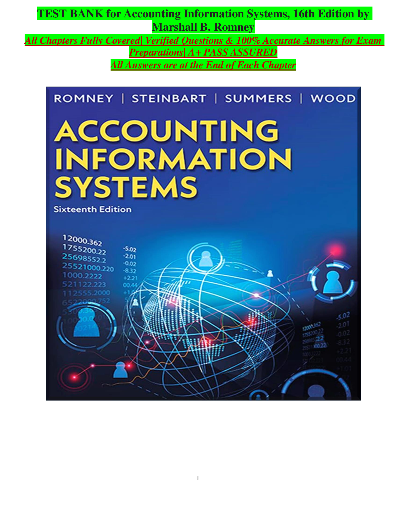 Accounting Information Systems, 16th Edition by Romney Test Bank