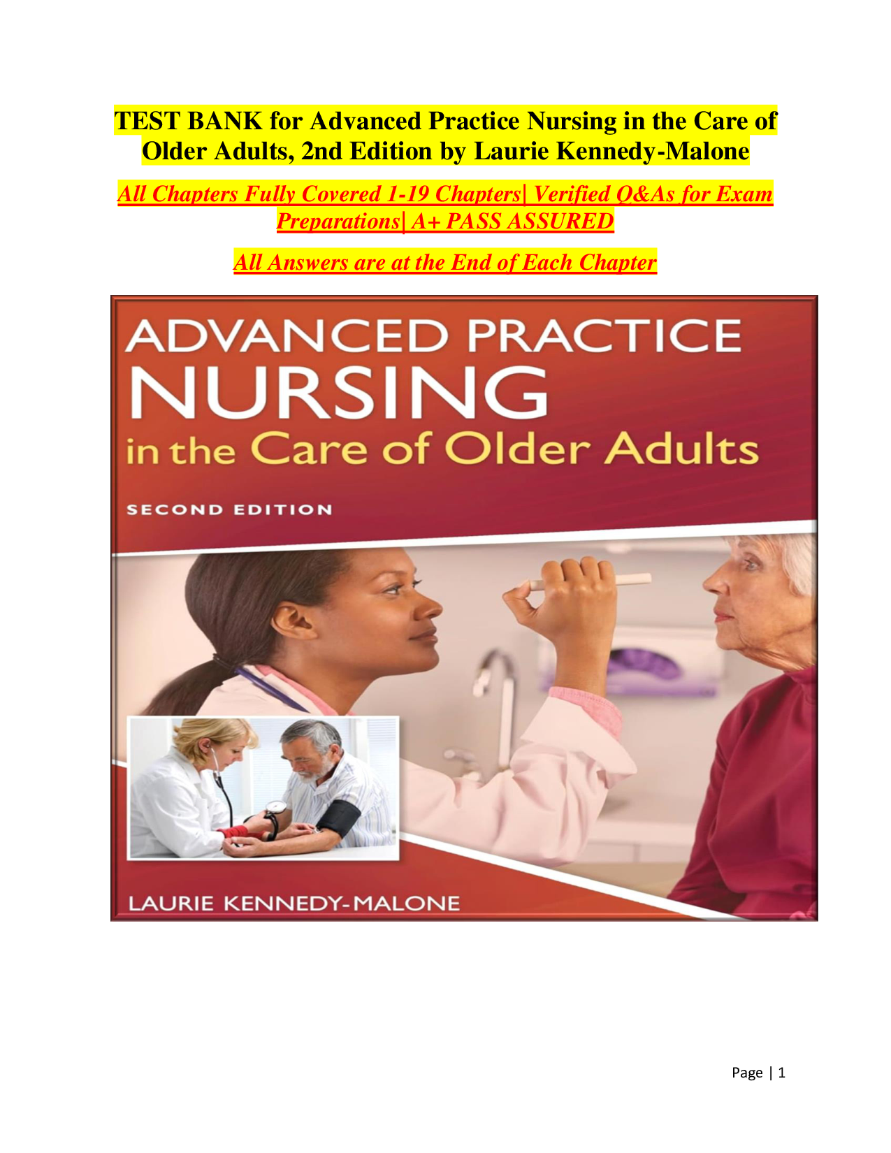 Advanced Practice Nursing in the Care of Older Adults, 2nd Edition Test Bank
