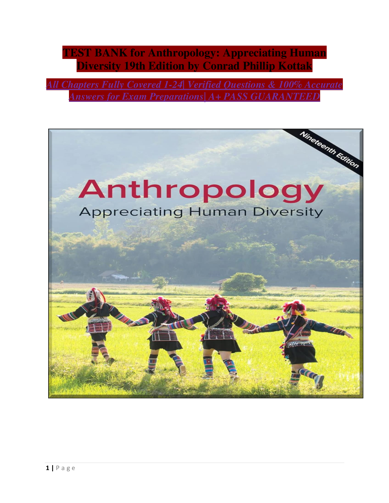 Anthropology: Appreciating Human Diversity, 19th Edition Test Bank