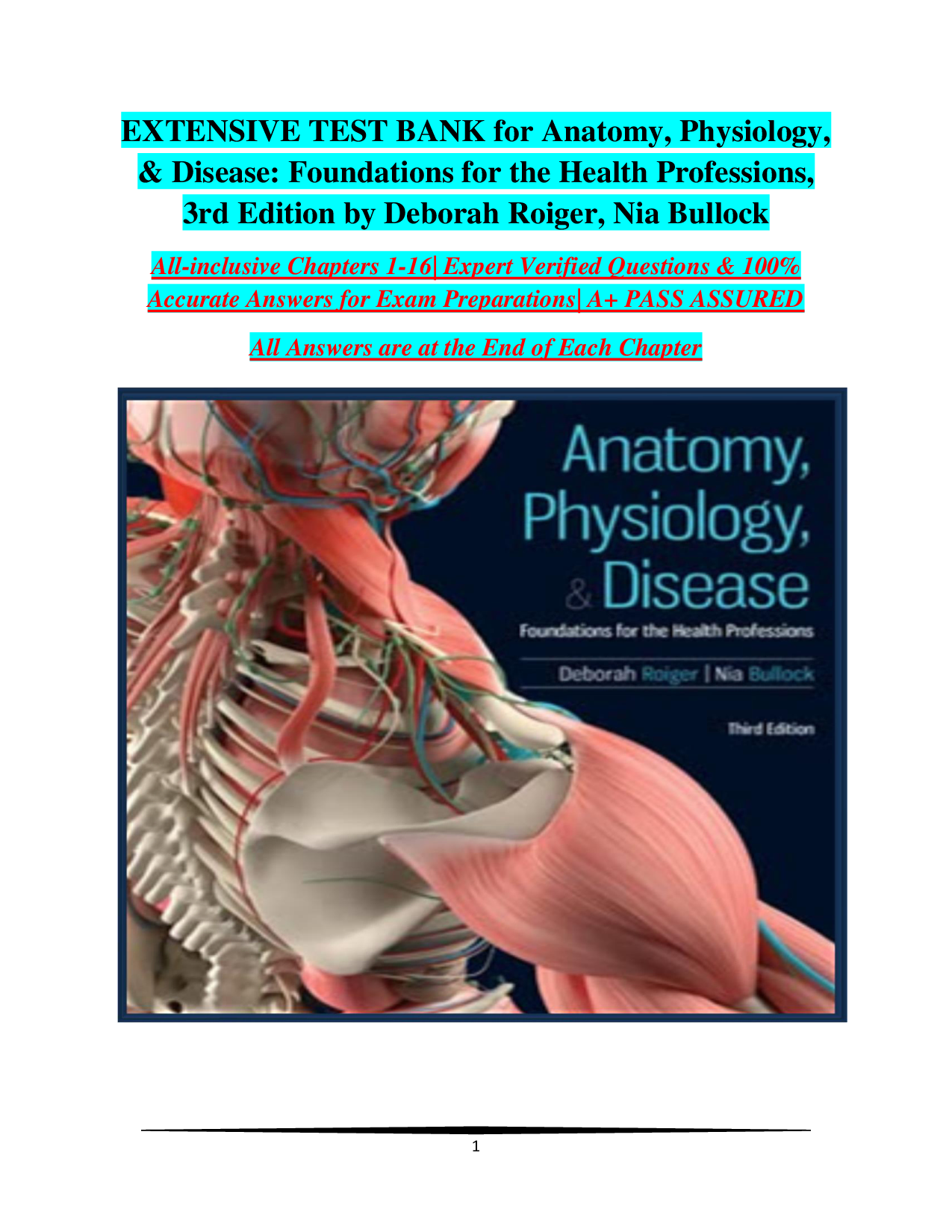 Anatomy, Physiology & Disease: Foundations for the Health Professions, 3rd Edition Test Bank