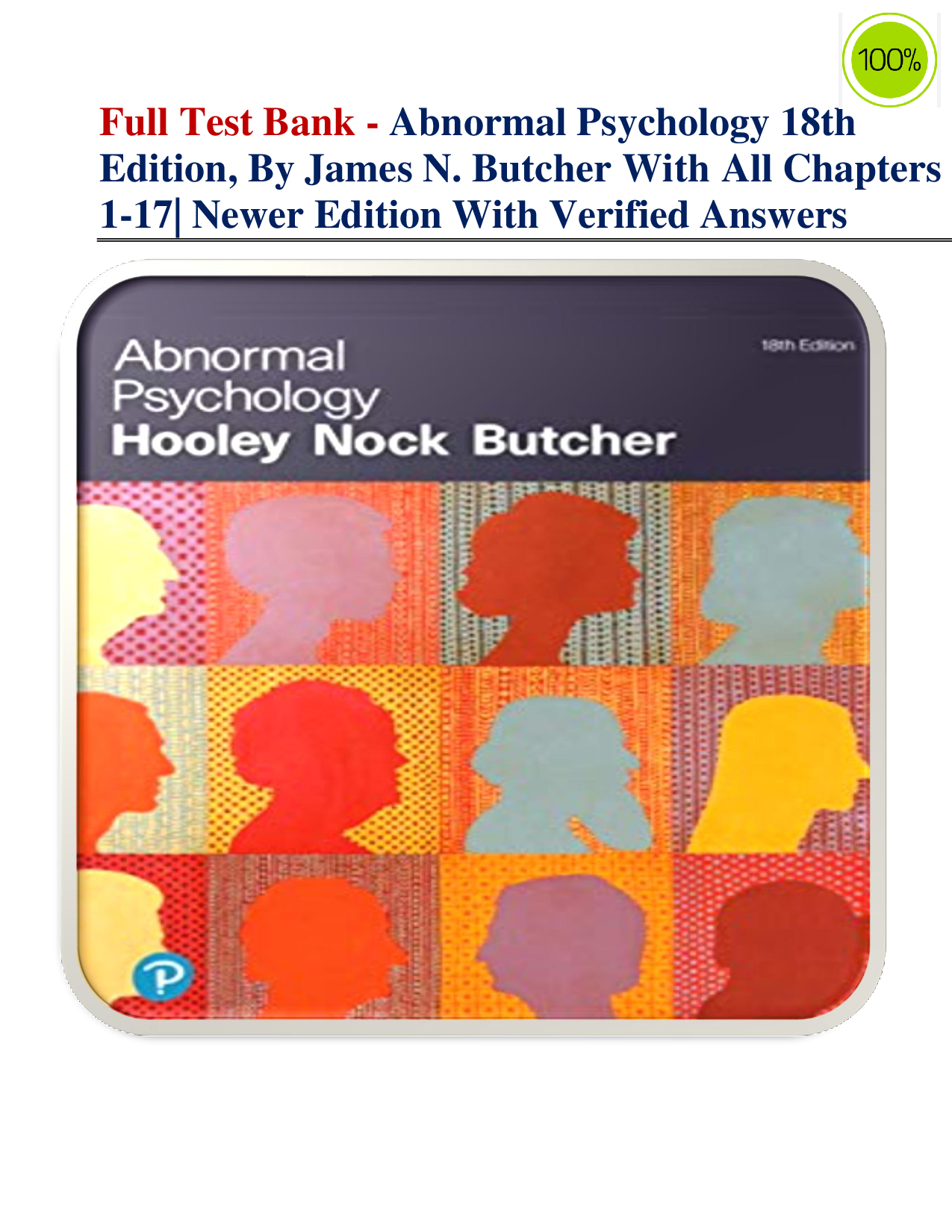 Abnormal Psychology, 18th Edition Test Bank by Butcher
